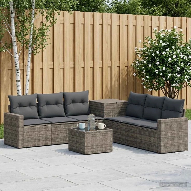 vidaXL Sofa Set 8 stk. Grau und Dunkelgrau Polyrattan und Stahl 3448330 – Bild 1