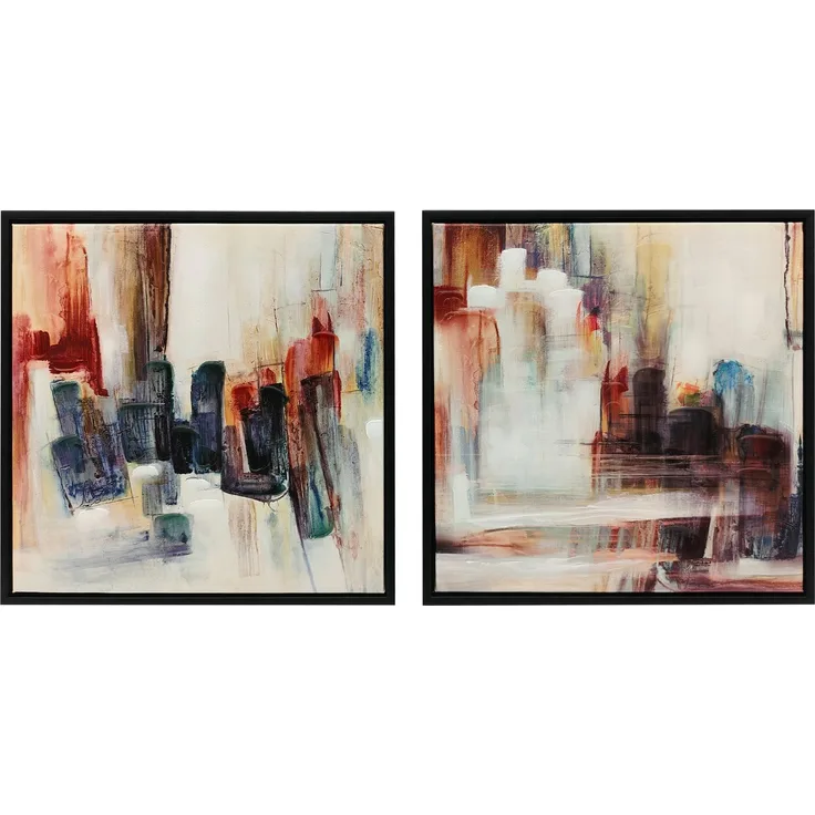 MELAYR, Handgemalte abstrakte Leinwandgemälde, 40 x 40 cm, 2 Stück, gerahmte Wandkunstbilder, 40 x 3,5 x 40 cm, Bunt