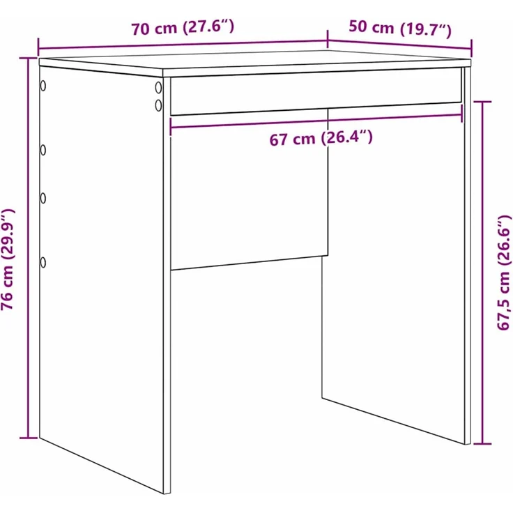 vidaXL Schreibtisch Schwarz Eichen-Optik 70 x 50 x 76 cm 869419 – Bild 9