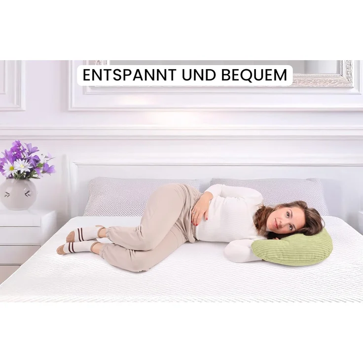 Amilian Stillkissen - Lagerungskissen - Schwangerschaftskissen mit Füllung und Bezug, Stillmond - Stillhörnchen - pregnancy pillow, für Mütter und Babys – Bild 4