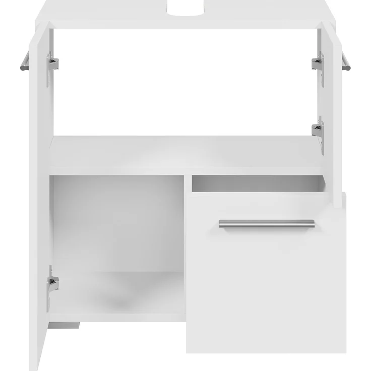 Badplaats Waschbeckenunterschrank Mars 60x30 cm Weiß Matt - Stehender Badezimmerschrank mit 2 Türen und 1 Schublade – Bild 2