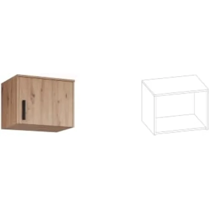 Marmex Möbel Grant Set-35A Schranksystem mit mit Aufsätzen und Kommode für Schlafzimmer, Garderoben-Set, Schlafzimmer-Set, laminierte Spanplatte, artisan Eiche + schwarz, 228/195 x 235 x 40 cm – Bild 7