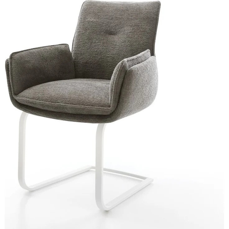 Freischwinger Nela-Flex Bouclé Soft Schlamm Freischwinger flach Weiß – Bild 1