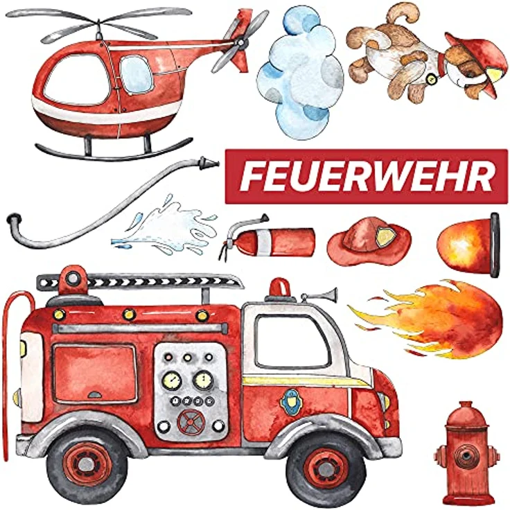 WANDKIND Wandtattoo Feuerwehr Set V246, selbstklebend – Bild 4
