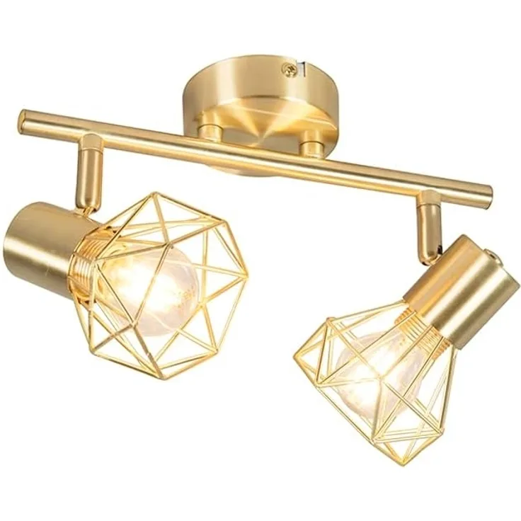 Qazqa LED Aufbaustrahler Mosh, ohne Leuchtmittel, E14, Messing, Modern, Stahl, 2-flammig