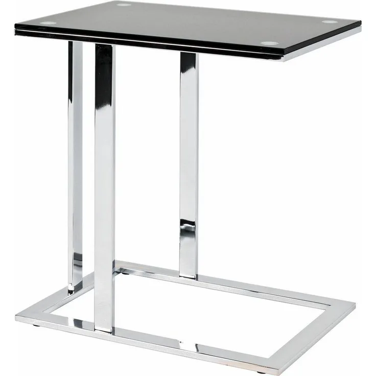 Beistelltisch 33512, Chrom/Glas schwarz, ca. 54 x 58 x 37 cm