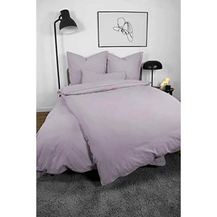 jilda-tex Bettwäsche Lissabon, Renforcé (Bio-Baumwolle), 2 teilig, unifarben, stonewashed und in vielen Farben – Bild 3