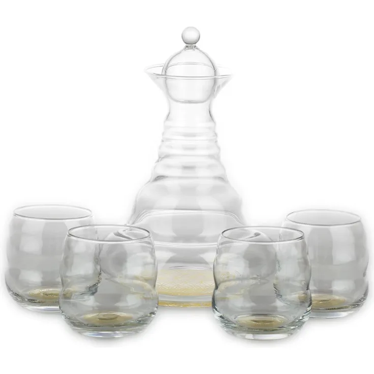 Set Karaffe Alladin 1,3l + 4 Trinkgläser Mythos - Gold - Blume des Lebens