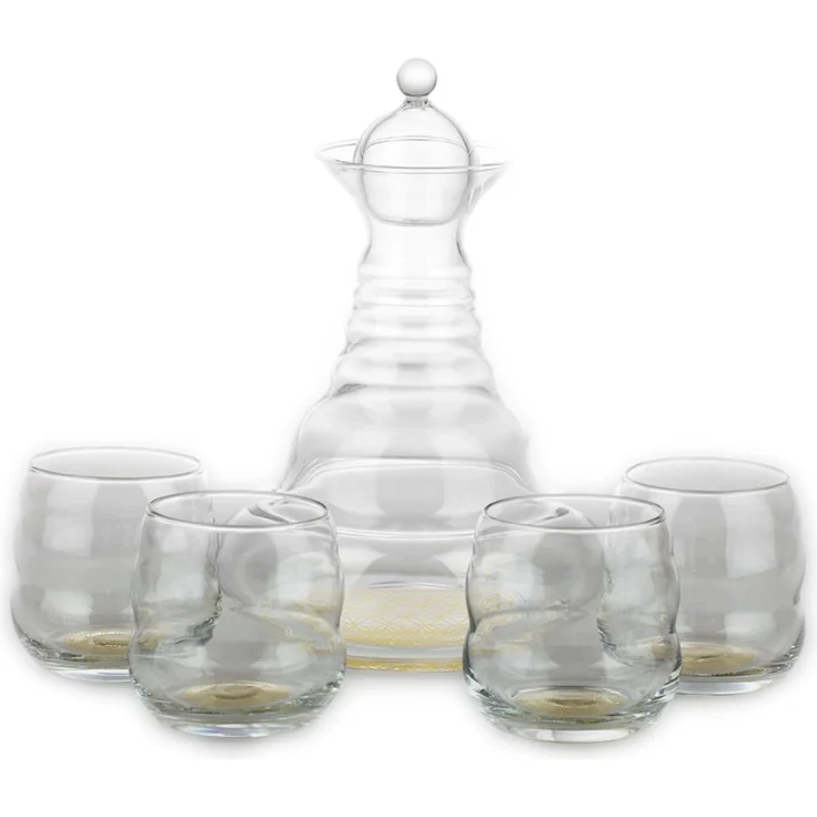 Set Karaffe Alladin 1,3l + 4 Trinkgläser Mythos - Gold - Blume des Lebens – Bild 1