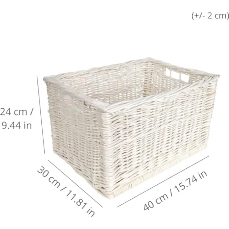 Creative Home Holzkiste Weidenkorb Aufbewahrungskorb, Handgeflochten, Haltbar (1 St), Korb Geflochten Naturkorb mit Griffen Aufbewahrung – Bild 5