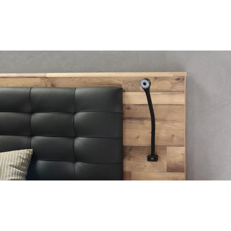 FORTE Ricciano Bett + Nakos, Holzwerkstoff, Braun/Grau, 296,5 x 120 x 209,9 cm
