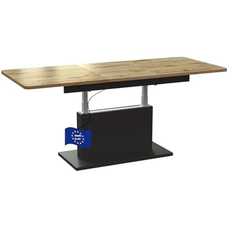 designimpex Couchtisch DC-1, Ausziehbar und höhenverstellbar, Eiche Wotan Schwarz, 126-168 cm, Rechteckig, Wohnzimmertisch – Bild 3