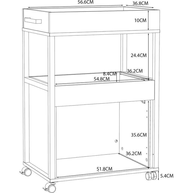 FORTE Home Bar Barschrank mit Rollen, Holzwerkstoff, Beige, 60 x 88,5 x 40 cm – Bild 7
