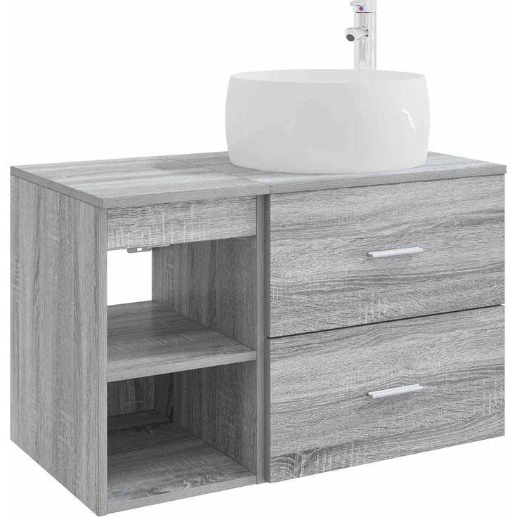 vidaXL Wandmontiertes Badezimmermöbel-Set 2 stk. Grau Sonoma 3403925 – Bild 2