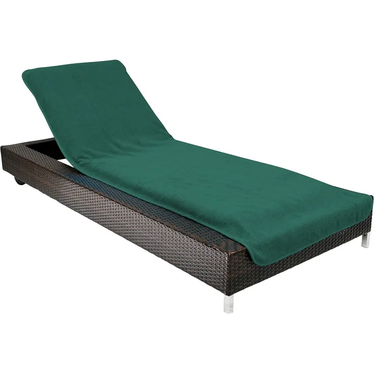 Brandsseller Schonbezug für Gartenliege, Strandliegenauflage, Frottee Schonbezug, 100% Baumwolle (ca. 75x200 cm, Dunkelgrün)