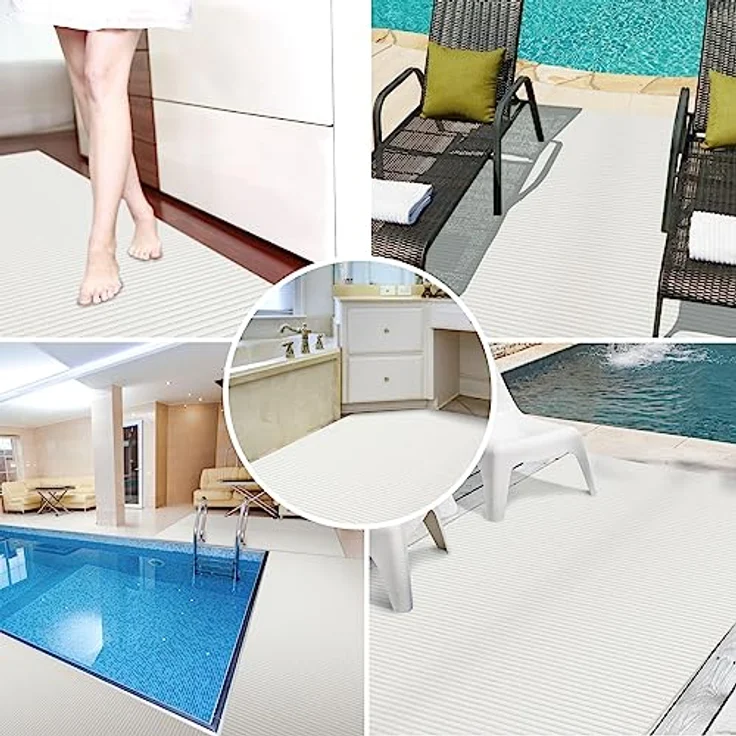 ANRO Badematte Weichschaummatte Antirutsch Badläufer 400x130cm, Uni Weiß, pflegeleicht und wasserabweisend – Bild 5