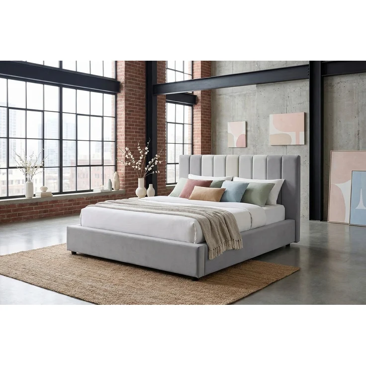 KAWOLA Bett CATTURA Polsterbett Velvet grau 160x200cm mit Lattenrost – Bild 6