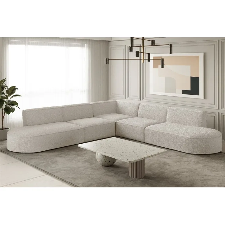Ecksofa Designersofa PALMA Stoff Ascot Beige Universal