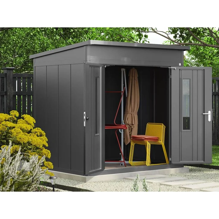 GFP PrimeyardGerätehaus Metall Gartenhaus 228x180x231 cm Geräteschuppen Pultdach anthrazit – Bild 2