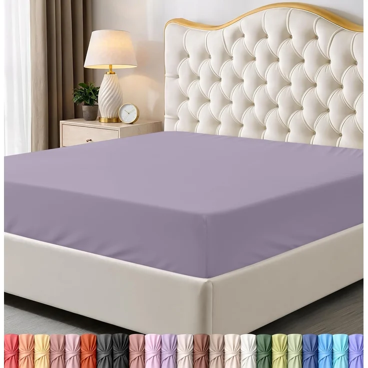 Utopia Bedding Queensize-Spannbettlaken, Tiefe Taschen, weiche Mikrofaser, schrumpft und lichtbeständig, pflegeleicht, nur 1 Spannbetttuch (Lavendel)