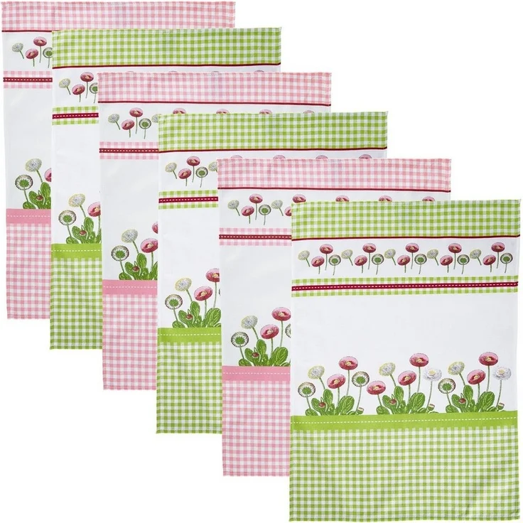 Erwin Müller Geschirrtuch Geschirrtuch 6er-Pack, Baumwolle Karo – Bild 1