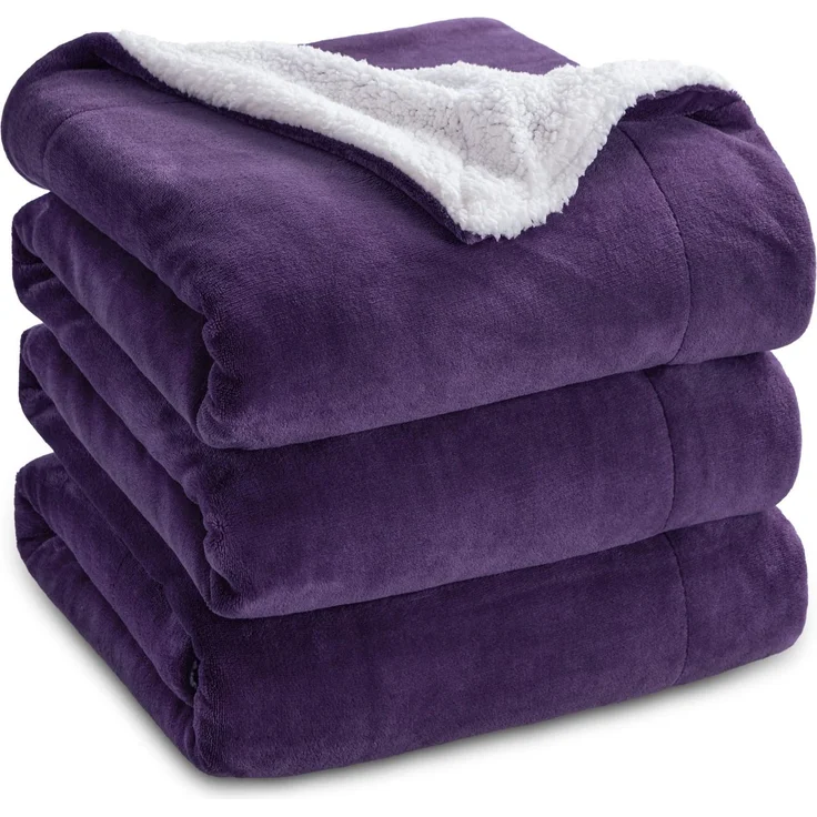 BEDSURE Sherpa Kuscheldecke Flauschig 230x270 - Sofadecke, Violett | Dicke Wolldecke, Weich Tagesdecke, Geschenke für Frauen, Warm Wohndecke für Couch, Schlafzimmer & Wohnzimmer,Waschbar