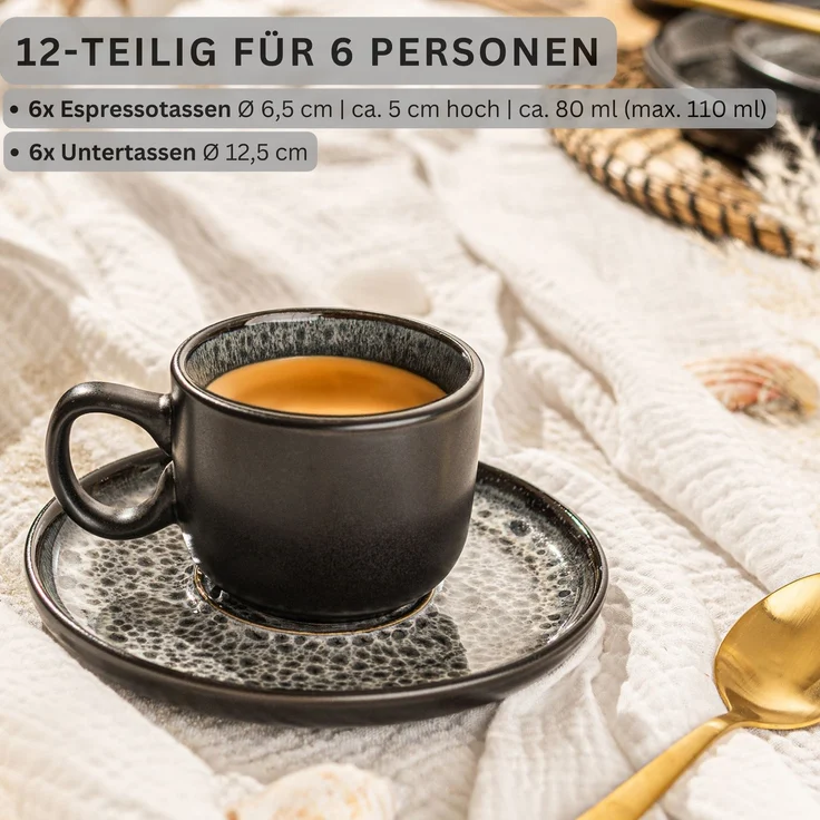 SÄNGER Espressotassen Set Sydney 12 teilig für 6 Personen – Bild 2