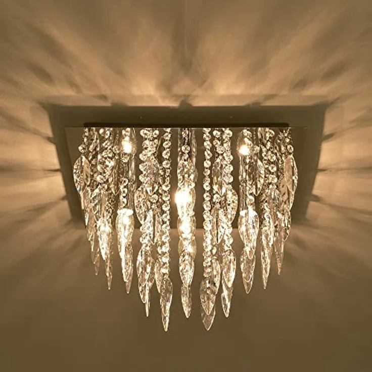 CRIS Kronleuchter Modern Ø42CM – Elegante 5-flammige Deckenleuchte E14 Chrom poliert mit funkelnden Besätzen – Bild 4
