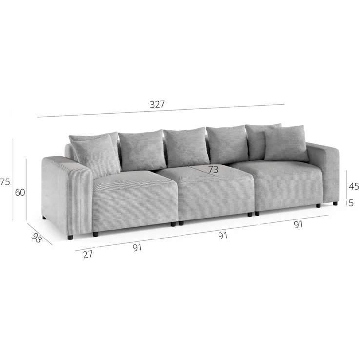Sofa Designersofa Bigsofa MEGAN 3-Sitzer in Stoff Salvador Braun – Bild 3