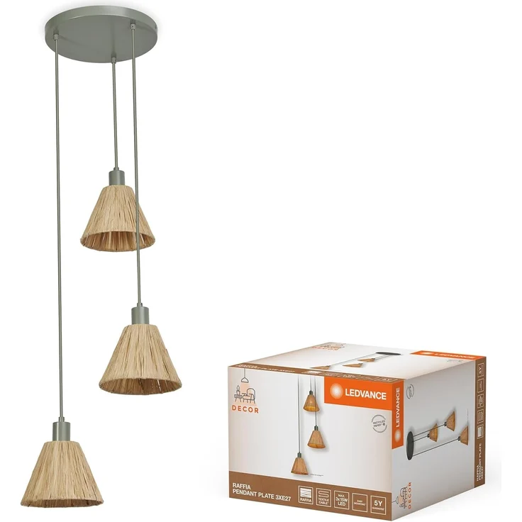 LEDVANCE Decor Raffia Pendelleuchte 3XE27 Grün – Bild 1