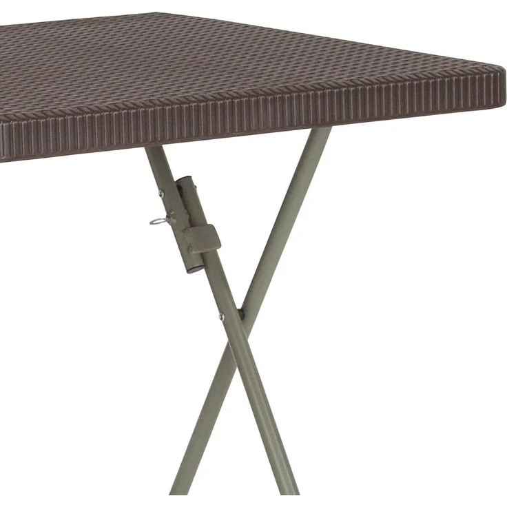 Flash Furniture Klapptisch aus Rattan, quadratisch, 4 m, Braun – Bild 6