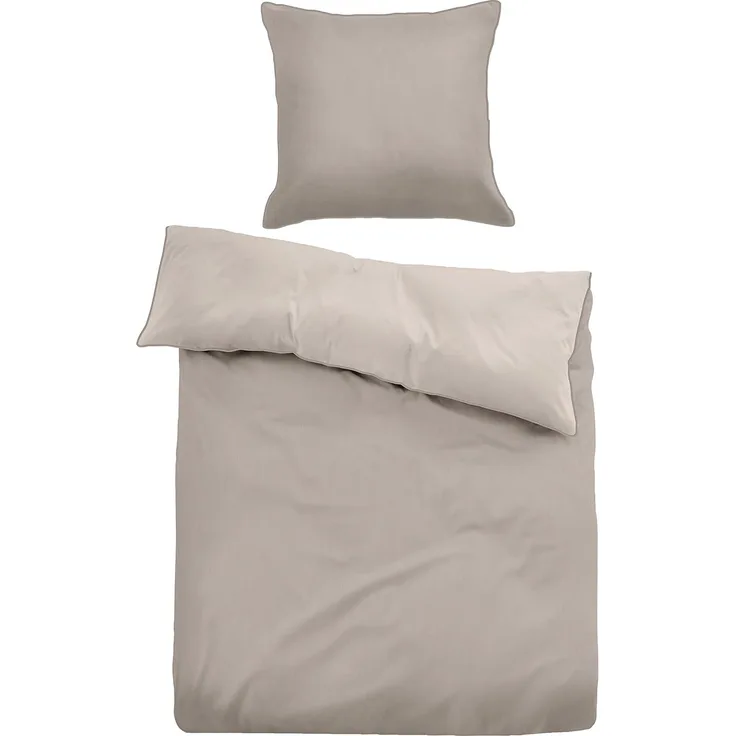 Tom Tailor Satin Bettwäsche UNIOPTIK - ZARTE STREIFEN Größe 155x200/80x80 cm beige