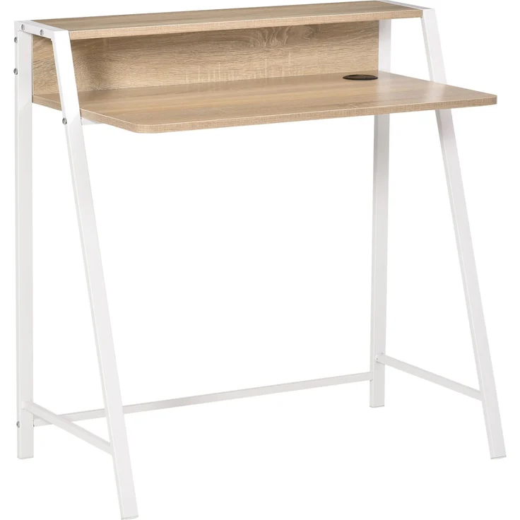 Schreibtisch mit Ablagefach & Kabeldurchlass, 84x45x85 cm, Weiß – Bild 2