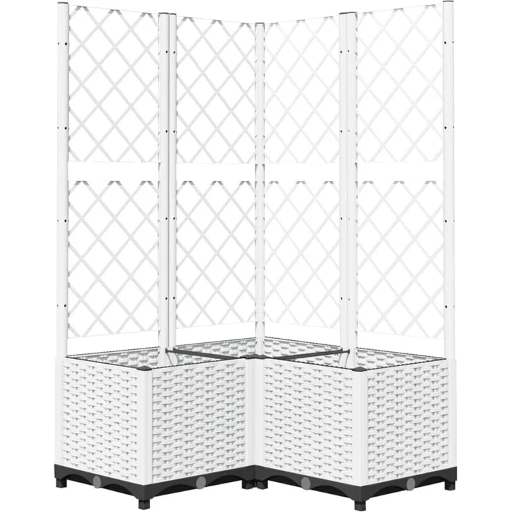 vidaXL Pflanzkübel mit Rankgitter Weiß 80x80x136 cm PP 153286 – Bild 1