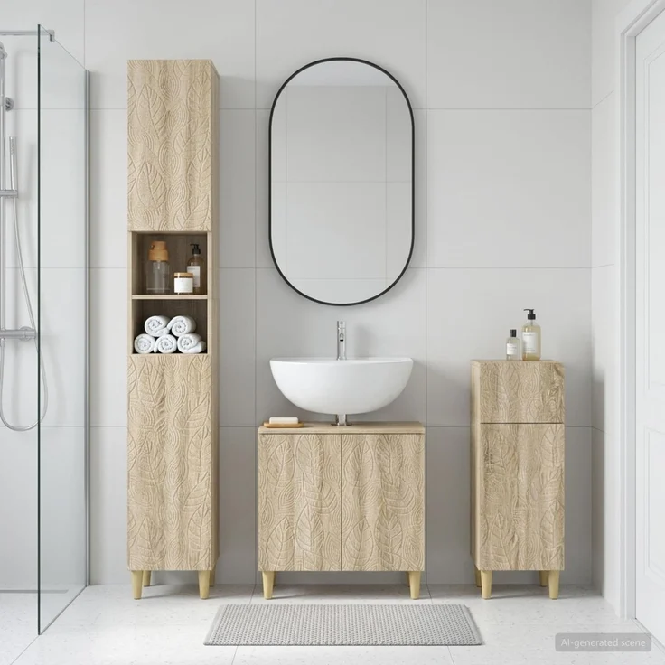 vidaXL 3-teiliges Badezimmer-Schranksystem DELFT Sonoma-Eiche 3417866 – Bild 1