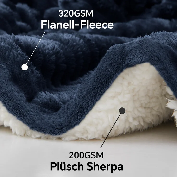 BEDELITE Kuscheldecke Flauschig Decke 150x200 - Dicke XL Sherpa Decken Blau für Couch, warme Cord Kuscheldecken Dunkelblau weiche Fleecedecke Wohndecke als Couch Überwurf für Wohnzimmer – Bild 4