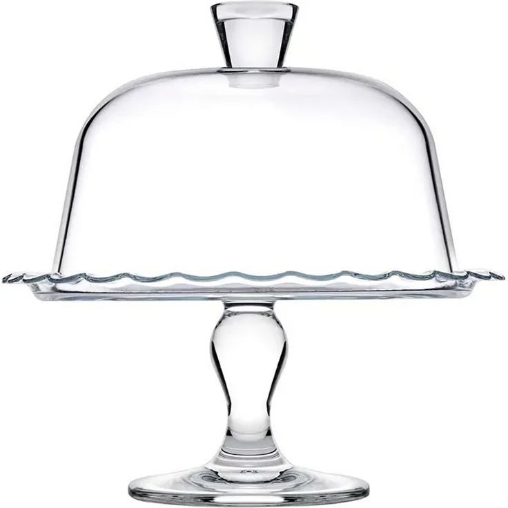 Pasabahce Petite Patisserie Servierplatte mit Glocke - 26,5 x 26 cm