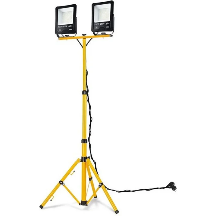 FIVMEN LED Flutlichtstrahler LED Baustrahler 2x100W LED Fluter Strahler mit Stativ und 3M Kabel, für Innen-und Außenbereich, Garage, Baustelle, Sportplatz – Bild 4