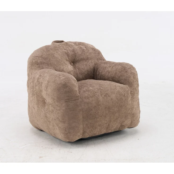 Sitzsack-Sessel 95cm×95cm×79cm aus Kunstfell – ohne Montage, in Khaki – Bild 2