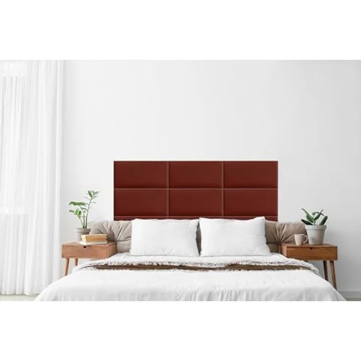DecoNest Wandkissen, Wandpolsterung, Wanddekoration, Bettkopfteil, 3D-gepolstertes Wandpaneel 60 x 20 cm Rotwein – Bild 7