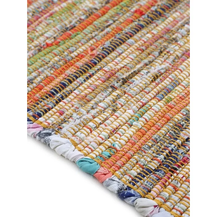 carpetfine 'Kelim Chindi' Teppich, Wendeteppich, rechteckig, Höhe: 6 mm, handgewebt, mit Fransen, Gelb, 60x180 cm – Bild 4