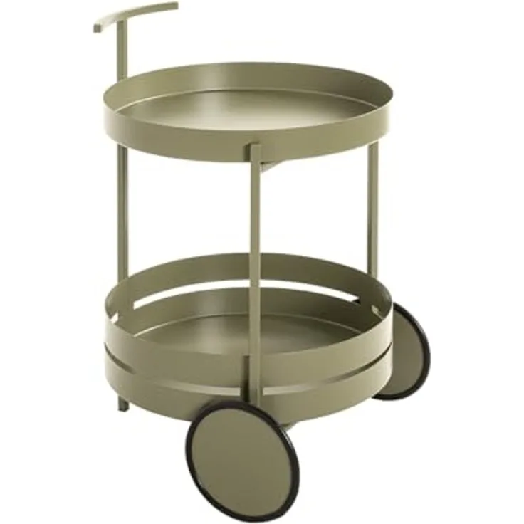 Servierwagen >37982< in grün ( Schilfgrün), Metall - 62x42cm (HxD)