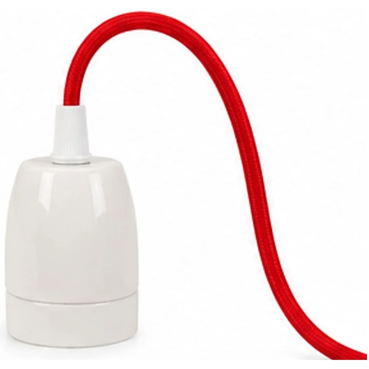 Pendelleuchte ETH Vintage Lampenaufhängung Lampenfassung E27 Keramik Rot – Bild 4