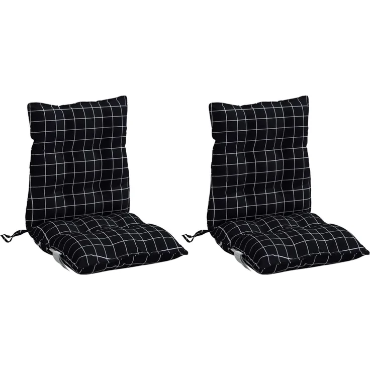 vidaXL Niedriglehner-Auflagen 2 Stk. Schwarz Karomuster Oxford-Gewebe 377719 – Bild 3