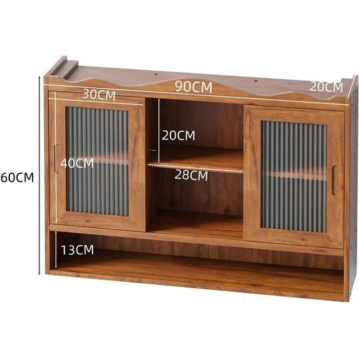 FANNOU Hängeschrank Retro 2-türiger Schiebeschrank, 90 x 60 x 20 cm Wandschrank für Eingangsbereich, Küchen – Bild 3