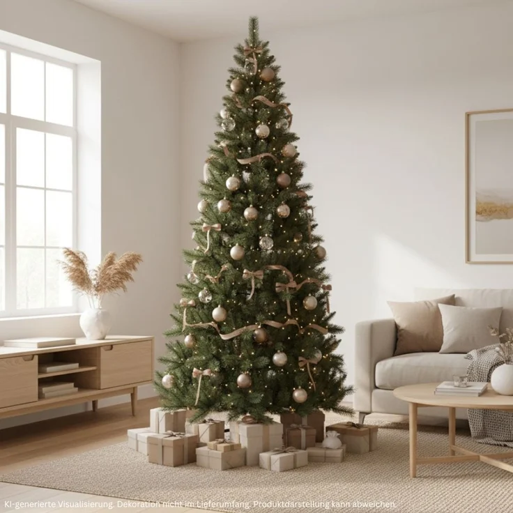 HXT 1101 SLIM 270 cm künstlicher Weihnachtsbaum inklusive Metallständer, exklusiv & hochwertig, schwer entflammbar – Bild 1