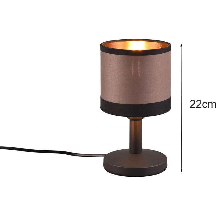Tischleuchte DAVOS mit Stoffschirm in Taupe/Gold, Touchfunktion, Höhe 22,5cm – Bild 6