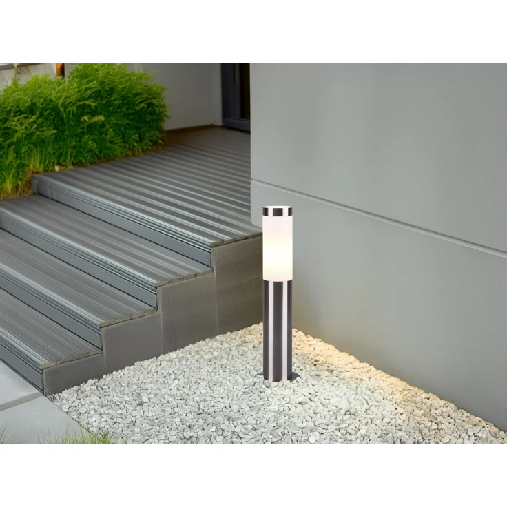 2er Set moderne LED Sockelleuchten aus Edelstahl in Silber, Höhe 45cm – Bild 5