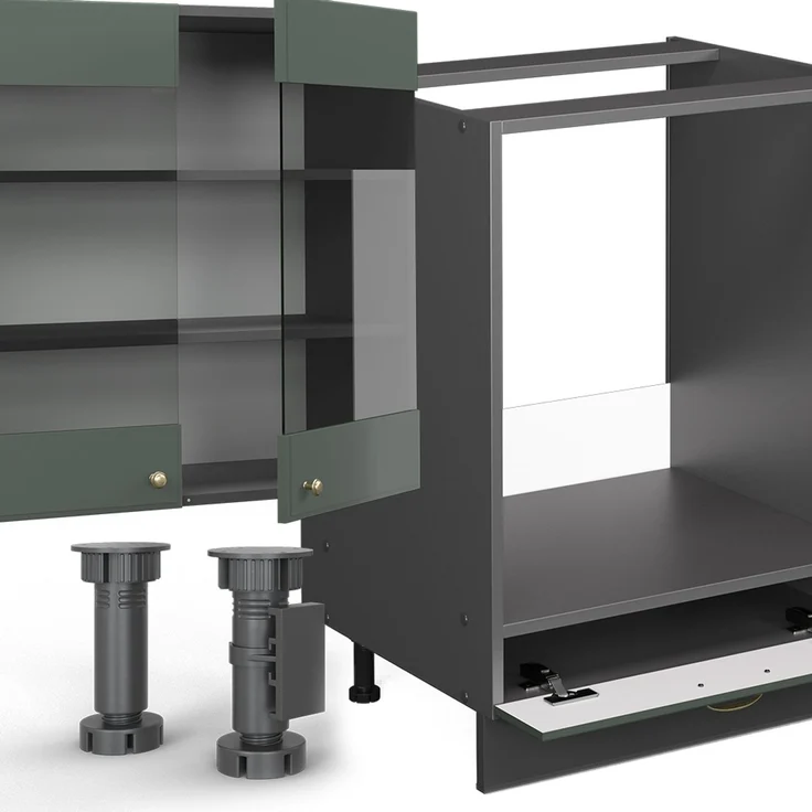 Eckküche Fame-Line Grün-Gold Landhaus/Anthrazit 347 x 46 cm ohne Arbeitsplatte Vicco – Bild 5