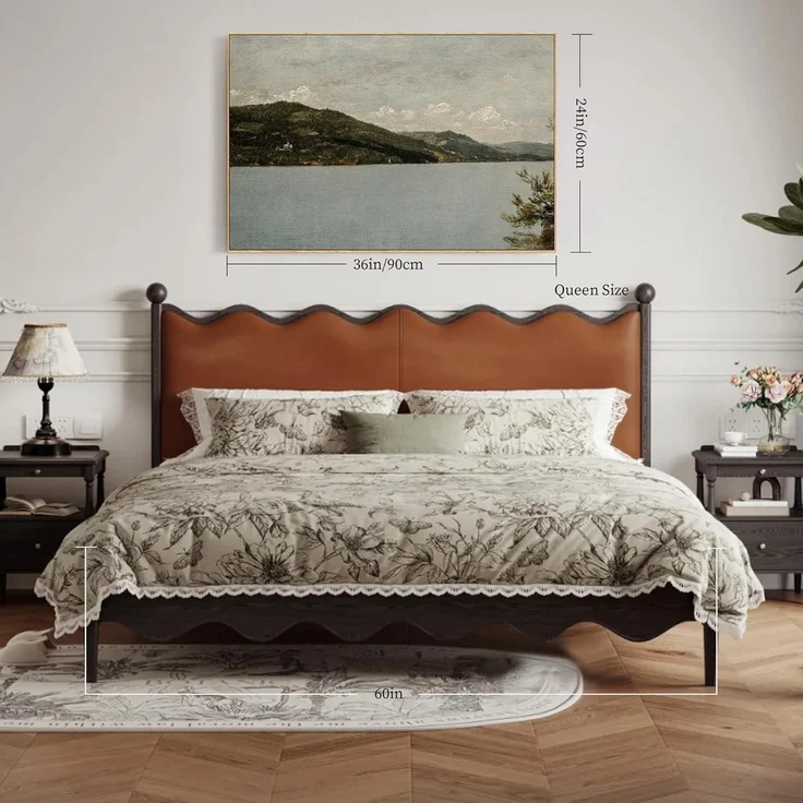 Leinwandbild Vintage Bergsee Lake George Rahmen Holz 90L x 60B cm – Bild 5